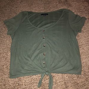 olive green american eagle button tie top🌵